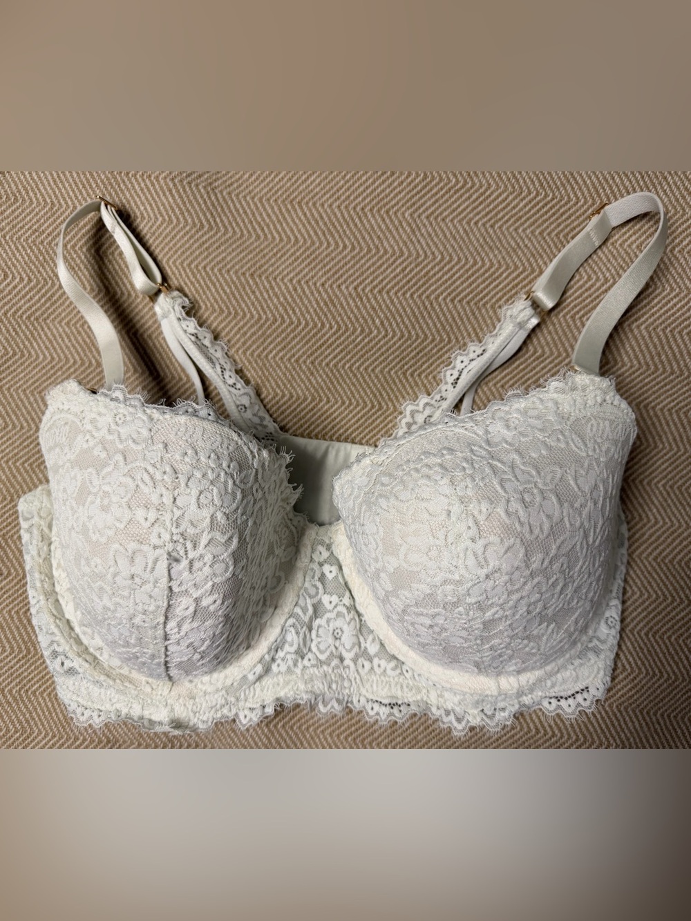 aerie AEO Balconette Floral Lace Bra 36D in White